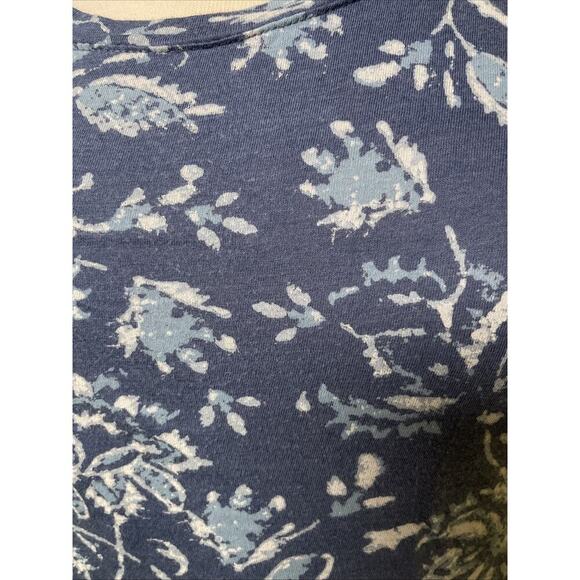 Lucky Brand Women’s Xs Blue Floral Pullover Knit Top Short Flutter Sleeves - Picture 2 of 4